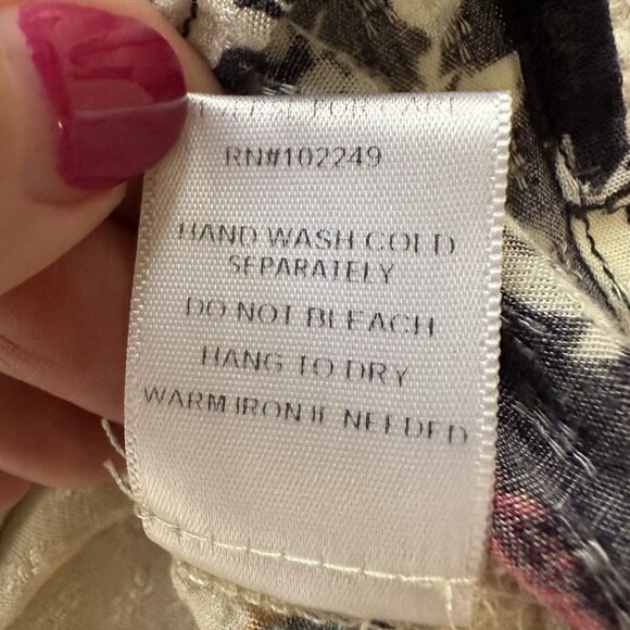 Skies Are Blue Blouse Women’s Small Boho 3/4 Sleeve Floral Print White Pink Blue - Picture 9 of 12